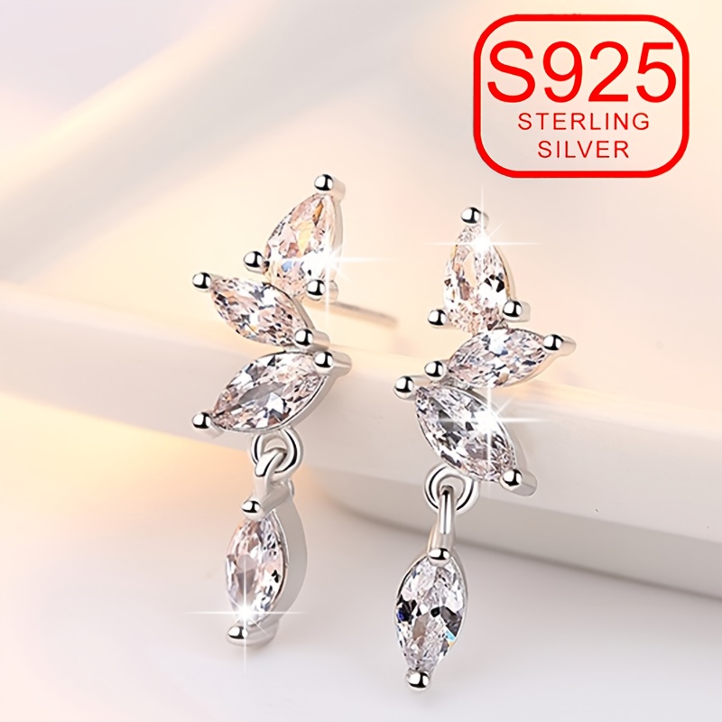 925 Silver Water Drop Tassel Earrings Set